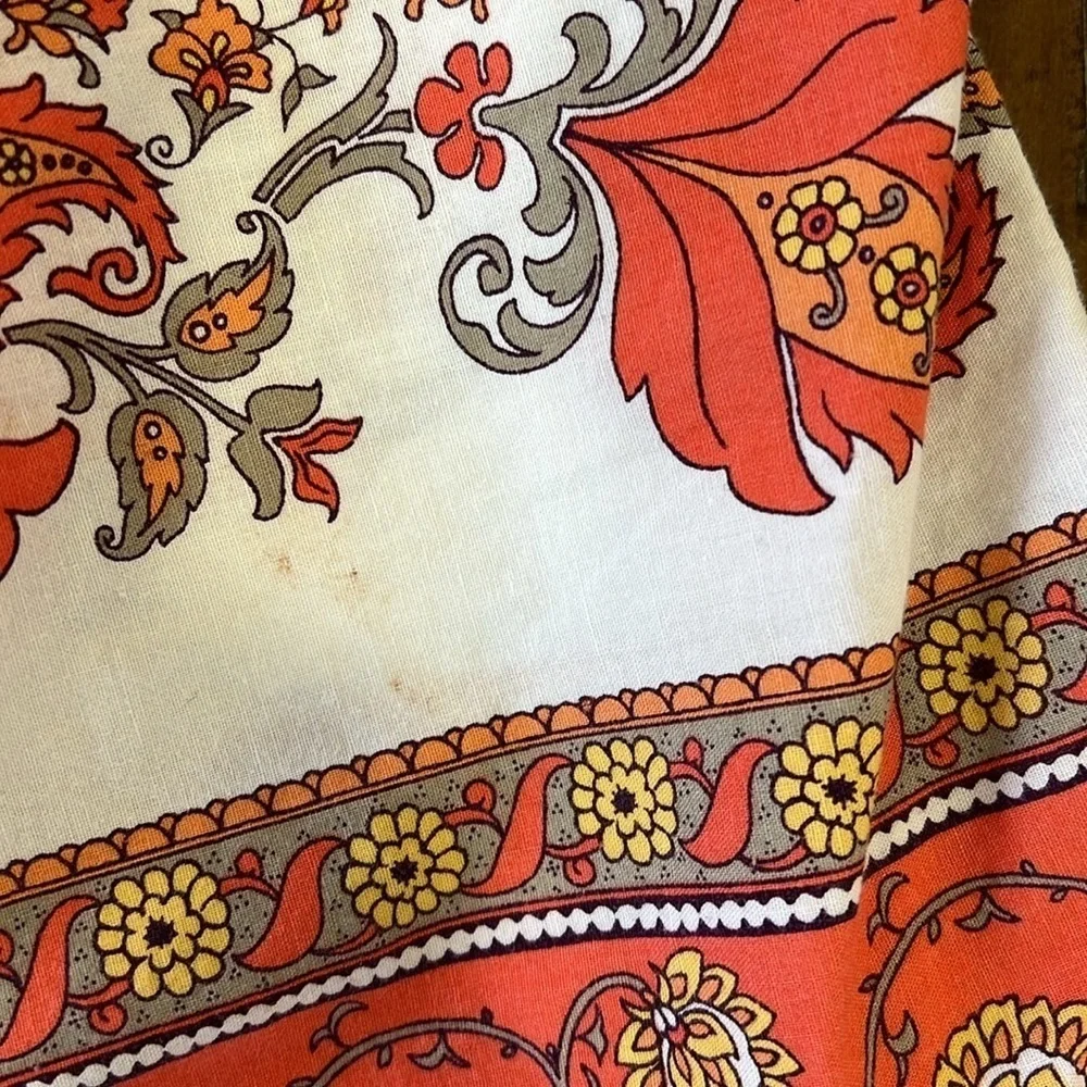 Janie and jack vintage Orange scarf print floral smocked cap sleeve dress